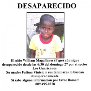Niño de Los Guaricanos sigue desaparecido  