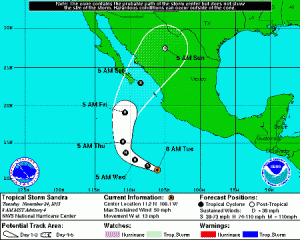 Se forma tormenta tropical Sandra en el Pacífico mexicano; podría convertirse en huracán