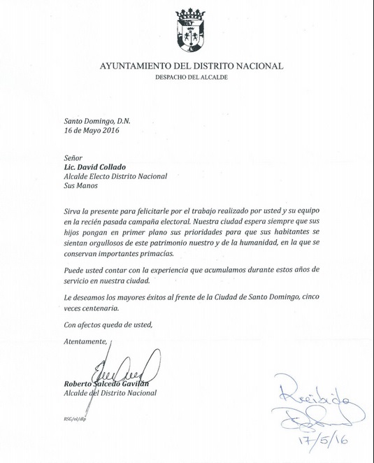 Carta Roberto Salcedo