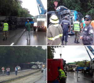 Al menos 10 heridos al accidentarse autobús en autopista 6 de Noviembre