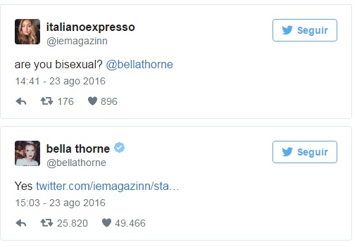 Exestrella de Disney Bella Thorne se declara bisexual