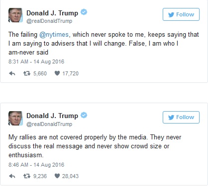 Trump culpa a la prensa "repugnante" de su bajón en las encuestas