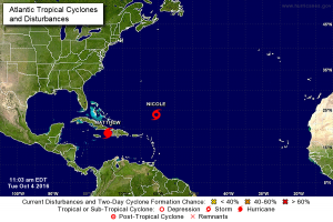 Se forma tormenta Nicole en el Atlántico