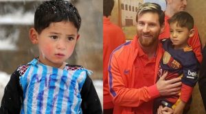 Niño afgano conoce a su ídolo Lionel Messi