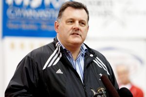 HUNTSVILLE, TX - JANUARY 26:  Steve Penny, President of USA Gymnastics welcomes guests and media and to announce the USOC designation of the USA Gymnastics National Training Center at Karolyi Ranch as an Official U.S. Olympic Training Site and Hilton's partnership with USA Gynastics and title sponsorship of Team Hilton on January 26, 2011 in Huntsville, Texas.  (Photo by Bob Levey/Getty Images for Hilton)