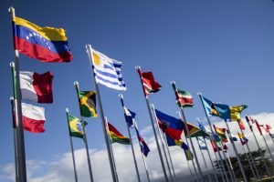 SAN JOSE, COSTA RICA - JANUARY 28: Flags of all Celac Nations during the IV Chiefs of State Summit as part of III  Community of Latin American and Caribbean States (Celac) 2015 Summit at Centro de Eventos Pedregal on January 28, 2015 in San Jose, Costa Rica. (Photo by Arnoldo Robert/LatinContent/Getty Images)