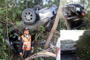 Conductor escapa ileso tras volcarse yipeta en Boulevard Punta Cana
