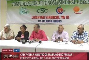 CASC acusa a ministro de Trabajo de paralización con aplicación del 20% reajuste salarial 