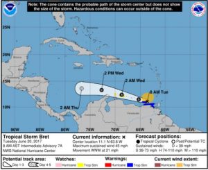 Onda tropical y vaguada causarán aguaceros este martes; ONAMET vigila tormenta Bret
