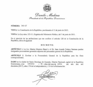 Presidente Medina designa nuevos procuradores adjuntos