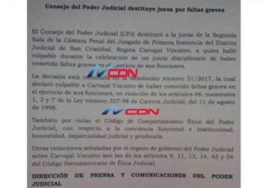Destituyen jueza de San Cristóbal por faltas graves en sus funciones 