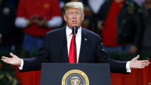 President Donald Trump speaks during a rally in Pensacola, Fla., Friday, December 8, 2017. (AP Photo/Jonathan Bachman)