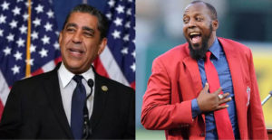 NUEVA YORK._ El congresista Adriano Espaillat, se unió al júbilo por la escogencia de Vladimir Guerrero, calificándolo como ejemplo de superación. (Fotos Miguel Cruz Tejada / fuente externa)