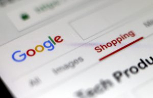 epa06052382 The logo of Google shopping service is pictured on a smartphone in Taipei, Taiwan, 27 June 2017. According to news reports, the European Commission has issued a 2.42 billion euro fine to Google over its alleged promotion of its shopping service over other similar services in search results listings. EPA/RITCHIE B. TONGO