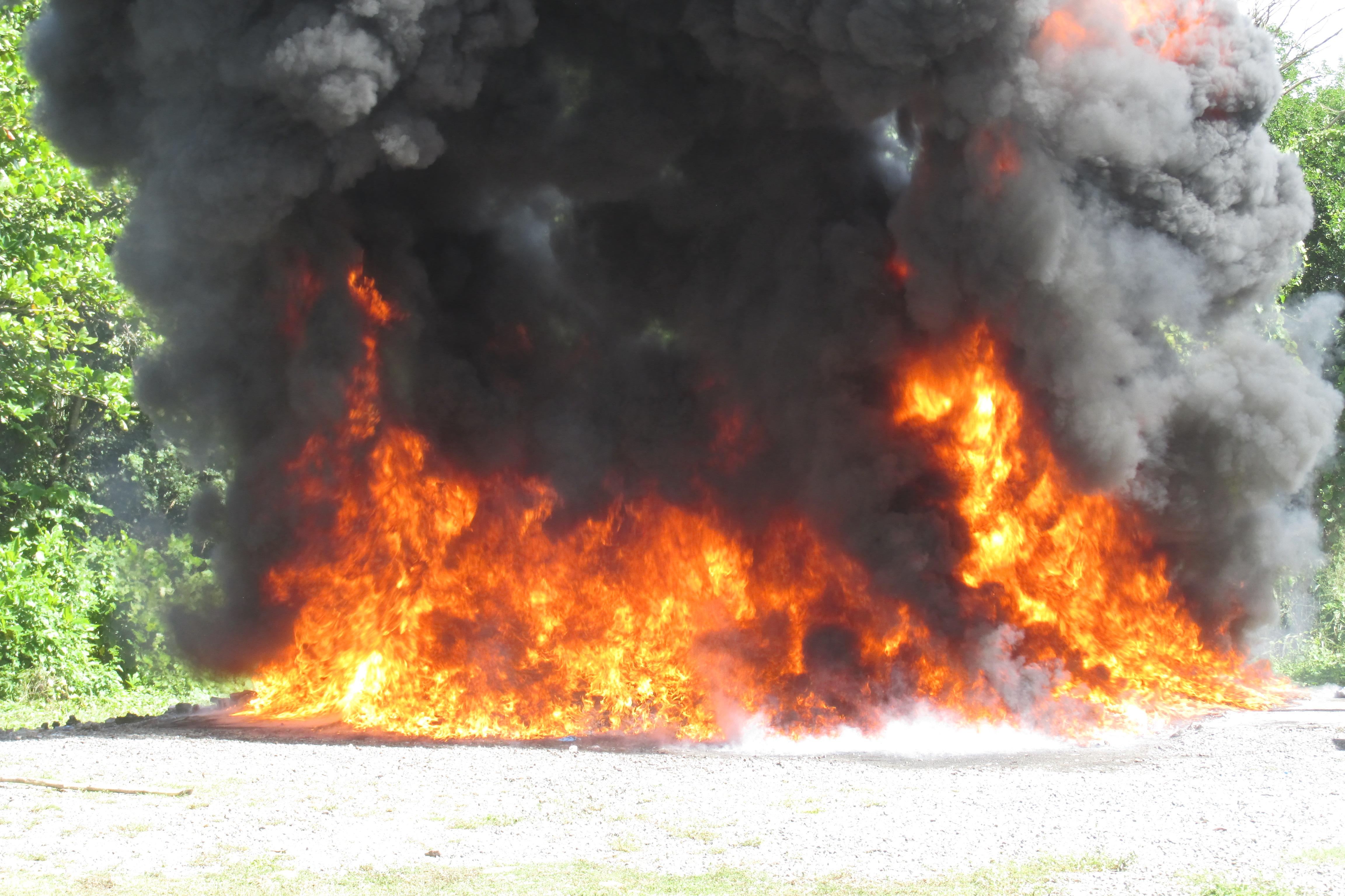 PGR incinera 180 kilogramos de drogas confiscadas en varios lugares