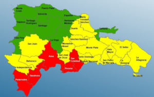 Provincias bajo alertas meteorológicas en RD