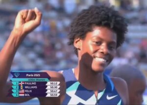 La doble medallista olímpica Marileidy Paulino volvió a conquistar el primer lugar en los 400 metros planos de la parada de Paris de la Liga Diamante