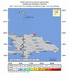Se registra temblor de tierra de 4.5 en Puerto Plata
