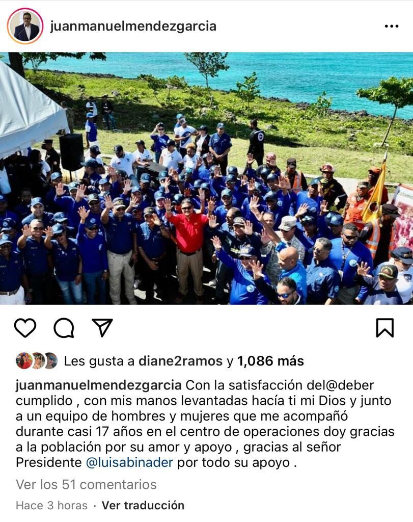 e recuerda que el presidente Luis Abinader al asumir el cargo dispuso que el general retirado Juan Manuel Méndez continuara como director del Centro de Operaciones de Emergencias (COE). Les invitamos a leer: El “Hombre de las emergencias” ha estado dos veces al filo de la muerte En esa ocasión Méndez, quien ha estado al frente del COE durante 17 años, anunció que no devengaría salario mensual y que solo prefiere los recursos de su pensión como general retirado. Unas semanas antes fue ascendido de general de brigada a mayor general y puesto en retiro por el entonces presidente Danilo Medina.