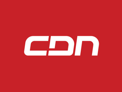 Logo CDN con letras blanca y fondo rojo